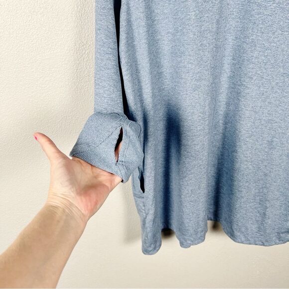 Athleta Untempo Wrap Cardigan Blue Hooded Pockets Size Large - Picture 4 of 9
